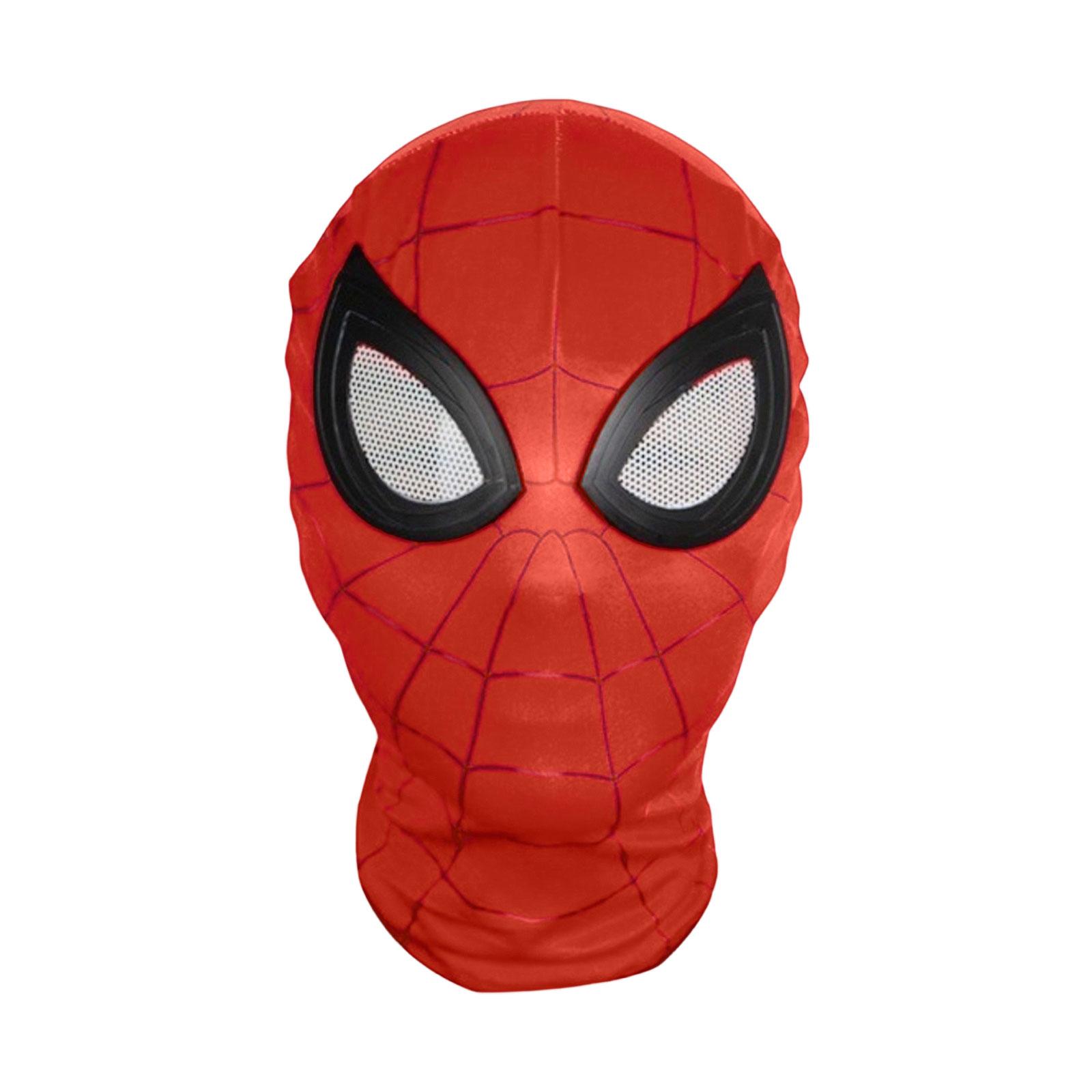 

Full Face Covering Mask with Web Pattern and Large Eye Openings for Costume Use Lightweight Breathable Fabric Stretch Fit One Size красный