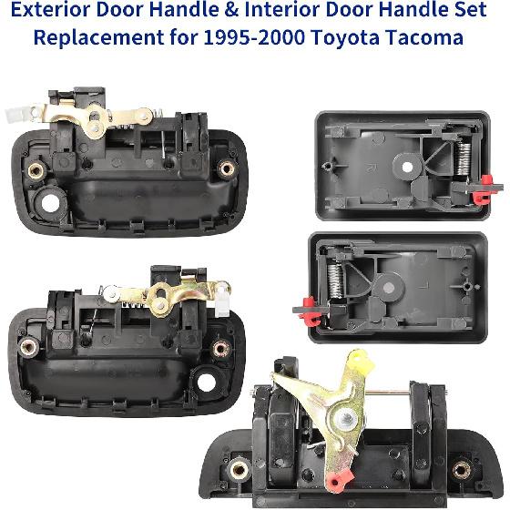 Exterior Door Handle & Interior Door Handle Set Compatible With 1995-2000 Toyota Tacoma,Replaces# 69220-35020, 69210-35020,6909035010