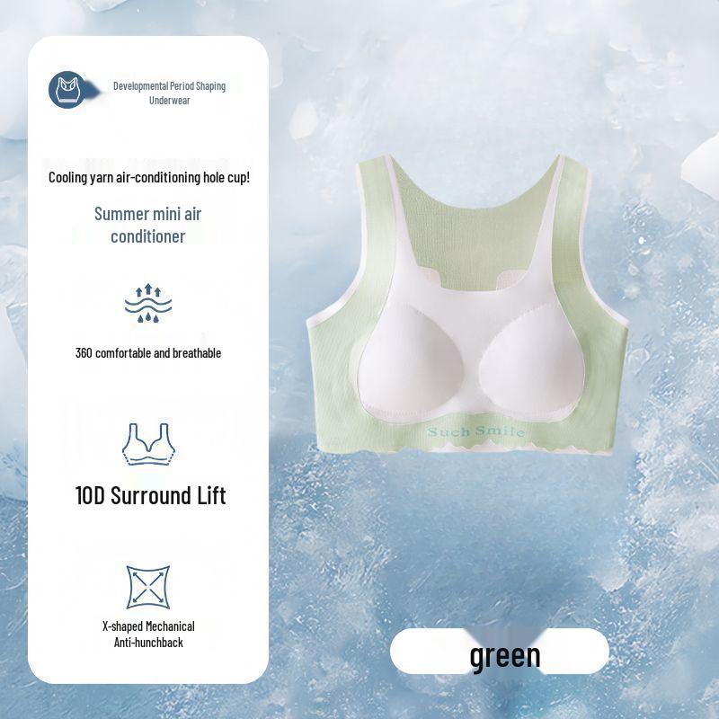 Seamless Breathable Sports Bra: Fixed Cups Vest Style for Girls 12-16
