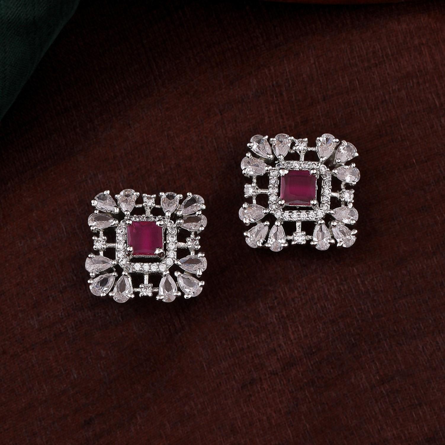 

Дизайнерские серьги Estele с родиевым покрытием CZ Dazzling Square для женщин