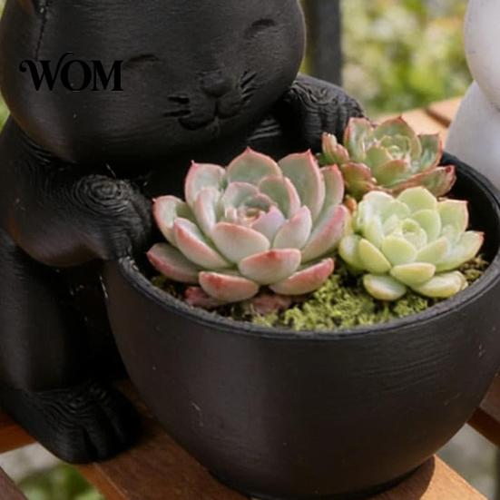 Cat Themed Planter 3D Printed Ornament, Shape Plant Pot, Office Desk Bay Window Pot Holder, Matte Frosted Surface Container for Home Decor Desktop