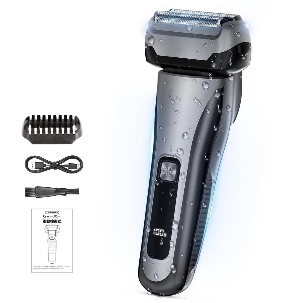 Electric Shaver Missing Close Shave with Thin Blade Over 2000 IPX7 Reciprocating Full LED Battery Perfect for Business Birthday Gift Men's [No Hairs]