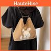 Plush Cute Tote Bag For Women Trendy Large Capacity Bag With Cartoon Patterns Ideal For Daily Use Available In Black Cream Khaki