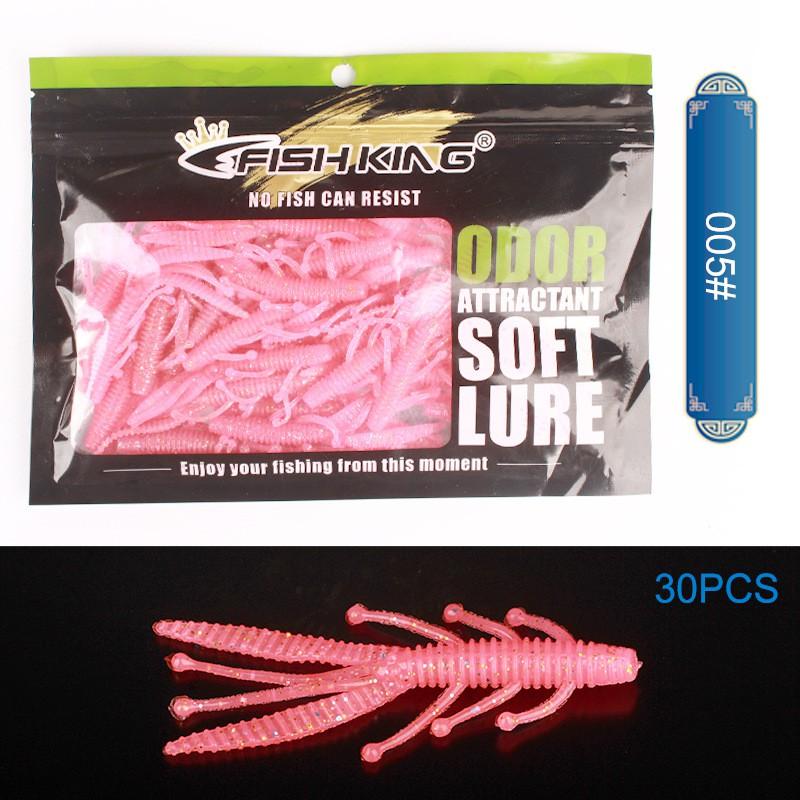 8cm Soft Shrimp Lure Bass Pike - Realistic Artificial Bait 30pcs Pack 2.6g 5 Colors
