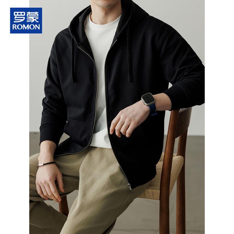 ROMON Men's Heavyweight Full-Zip Hooded Sweatshirt