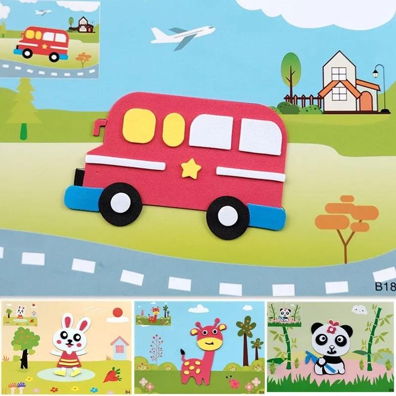 10-Piece 3D Stickers Eva Foam Sticker Set Diy Cartoon Animal Learning Educational Stickers Toys Puzzle Classroom Drawing Craft