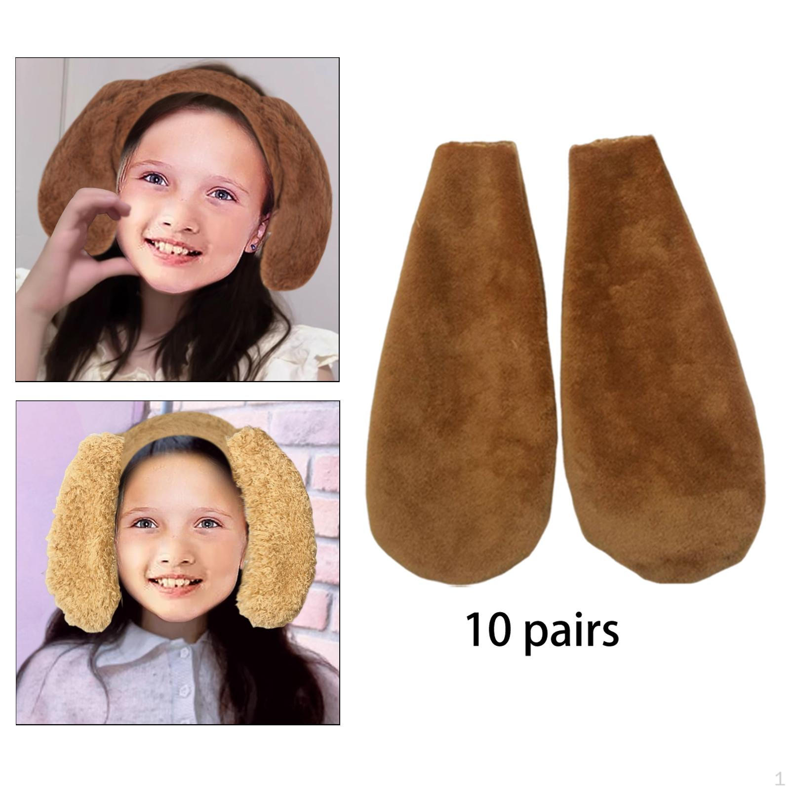 

10 пар плюшевых ушек кролика для макияжа, двусторонние, для аксессуаров, повязки на голову, патчи, коричневые коричневый