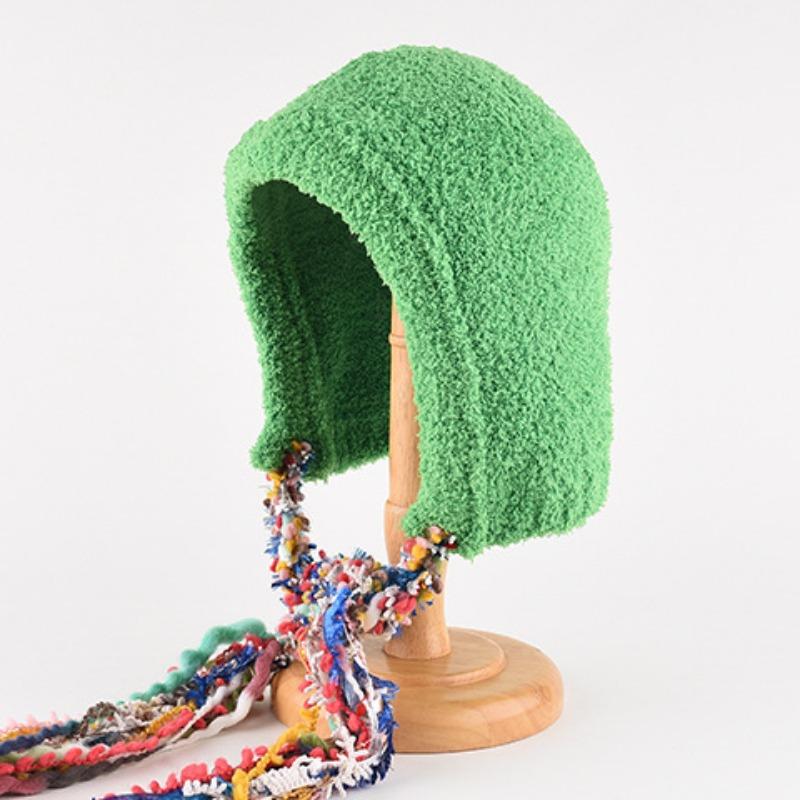 Mütze Damen Winter Warm Ohrenschutz Gestrickte Überziehmütze Sturmhaube Hut Band Doppelnutzung Plüsch Blitzmütze