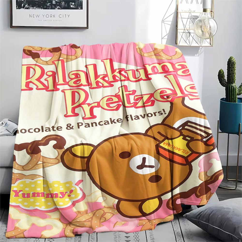 1PC Rilakkuma Print Flannel Blanket, High quality All Seasons, Home Decor, Warmth and Comfort, Perfect for Christmas Gifts