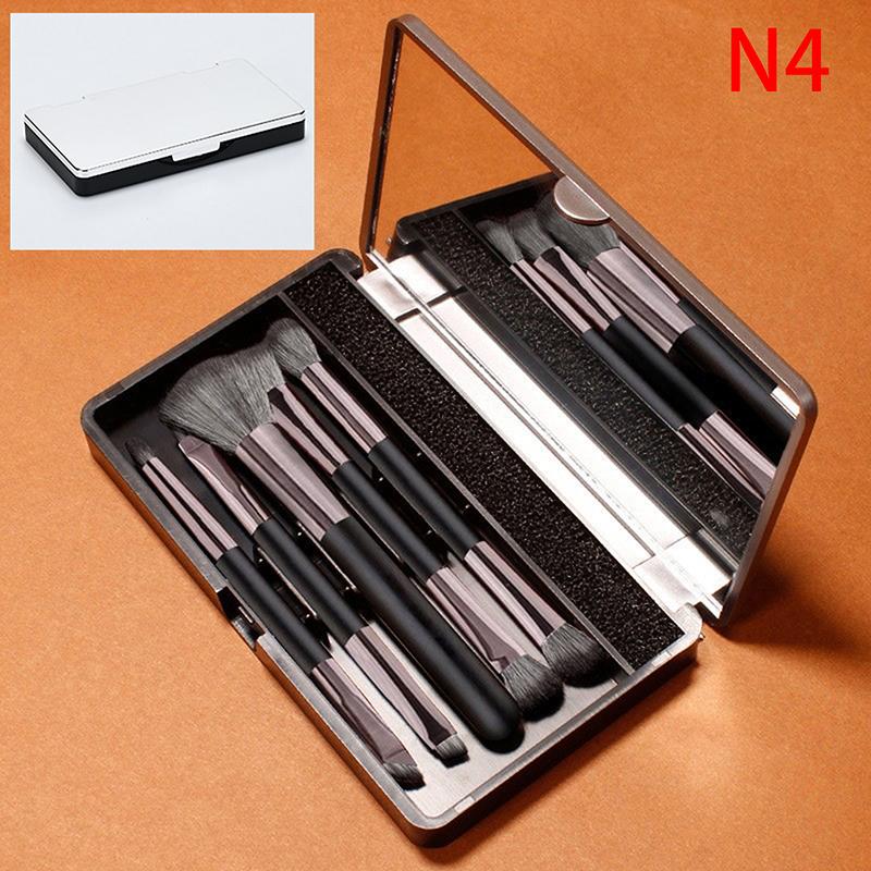 4Pcs Double Head Eyeshadow Brush Set With Dry Clean Sponge And Mirror Multifunction Concealer Highlight Eyeliner Travel Portable