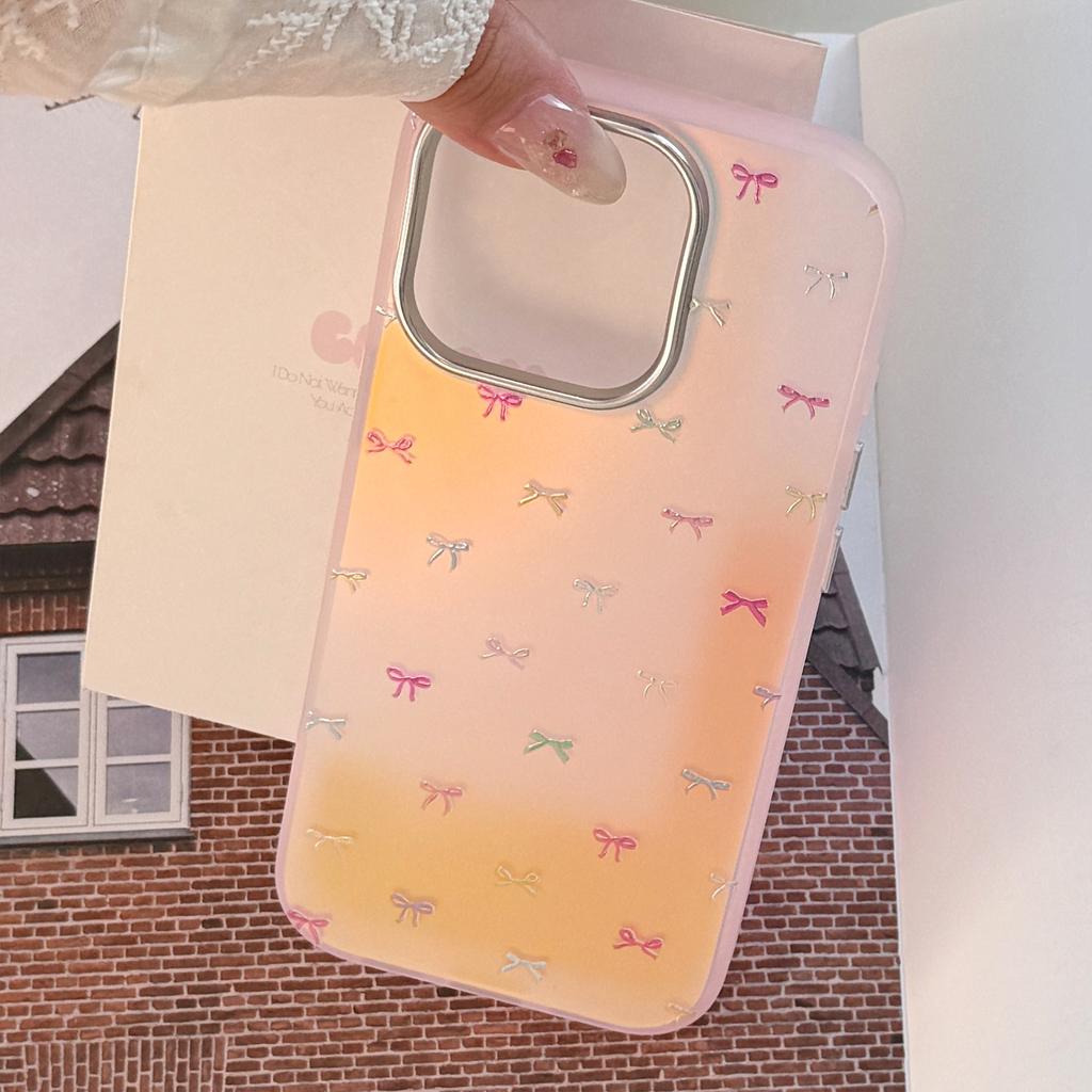 Gilded Sweet Bow Suitable for Iphone16Promax Mobile Phone Case 15 Laser 13 Anti Fall 14 Korean 11 Hard