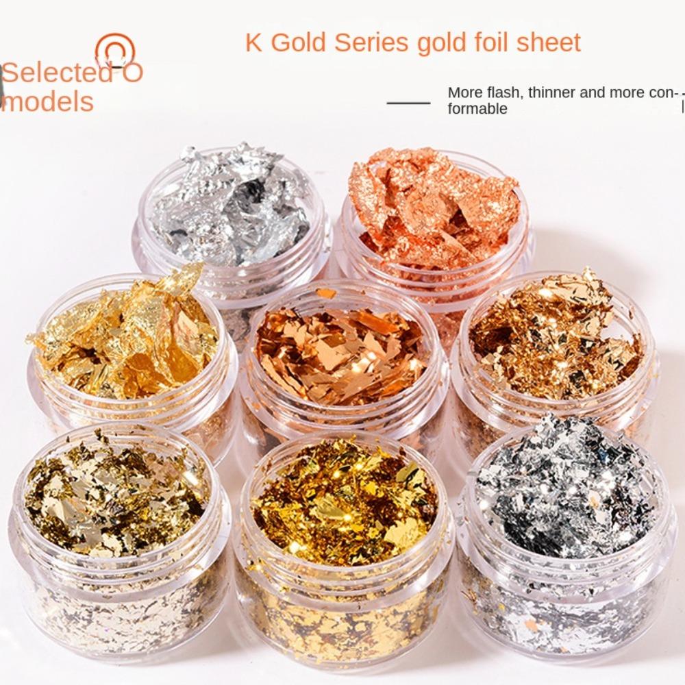 Gold Foil Nail Decoration Sequin Gold Silver Fragment Nail Art Charm Irregular Bronze Nail Art Decoration Manicure Design