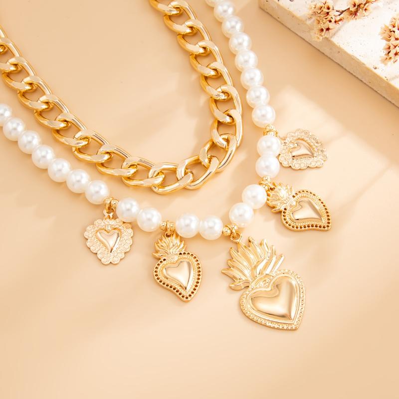 Personalized Metal Imitation Pearl Heart Chain  Foot Ankle Beach Party Jewelry For Women Girl Foot Bracelet Anklet Gifts