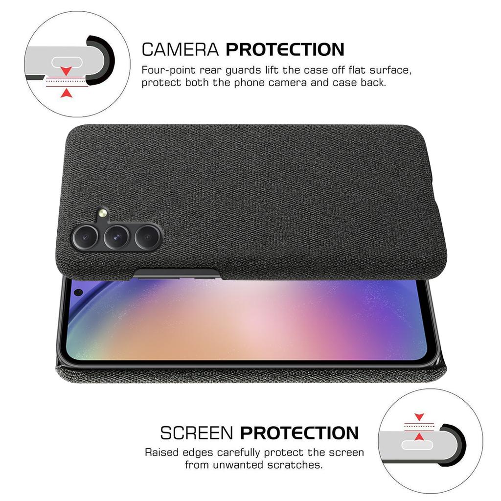 For Samsung Galaxy A55 5G Cloth+PC Phone Case Shockproof Slim Cell Phone Cover