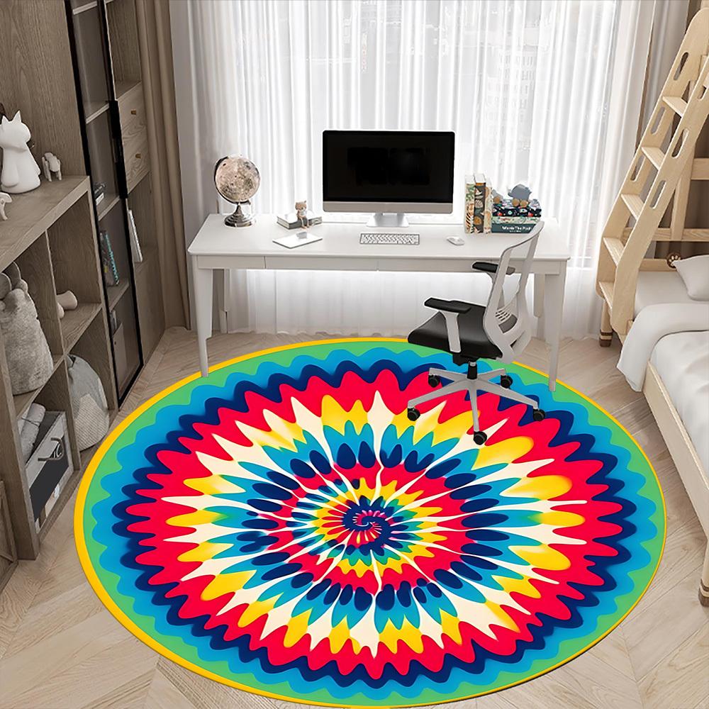 1PC Tie-dye Pattern Chair Carpet for Office, Indoor Non-Slip Washable Carpet, Soft Comfortable Mat For Office Room yy250930237