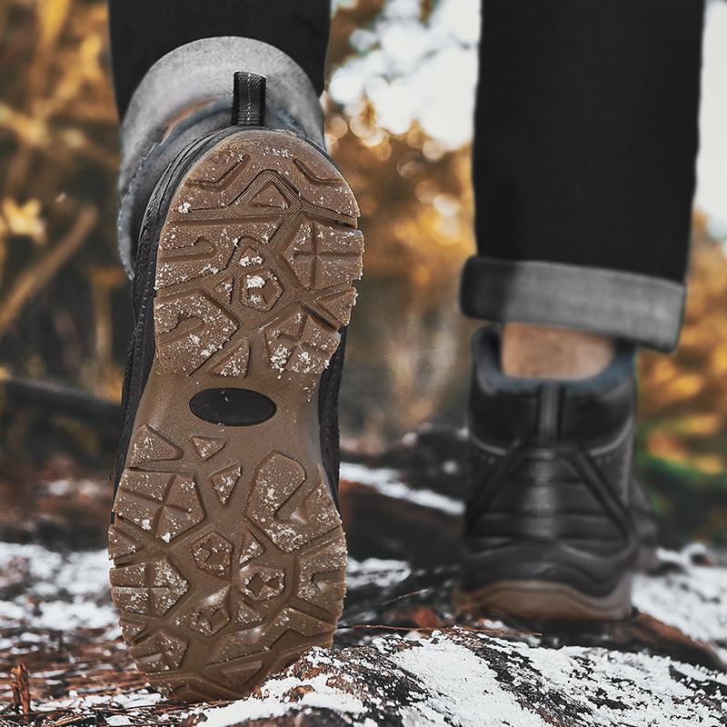 Fashion Leather Men Ankle Boots lace up Platform Walking plush warm snow Boots Design Soft Leather Office winter Boots men big size 48