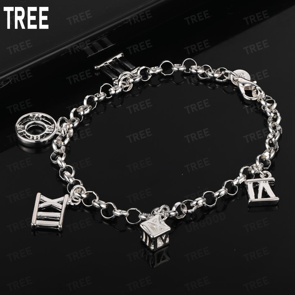 925 Sterling Silver Number Side Chain Beautiful Bracelet Gift Jewelry