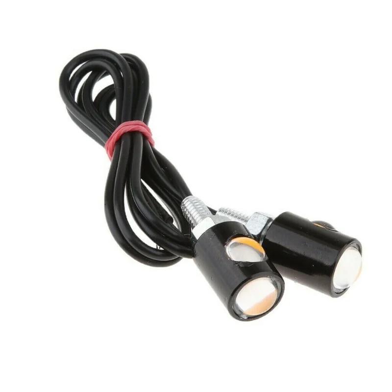 LED Motorcycle Signal Lamp Number License Plate Light Mini Turn Signal Eagle Eye Shape Tail Rear Light Brake Fog Lamp Bulb 2PCS