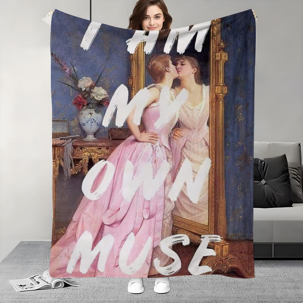

Funny Feminist Portrait Lyrics Blanket Design Lightweight For Dorms, Naps, Living Room, Office,Sofa,All-Season 30x40in