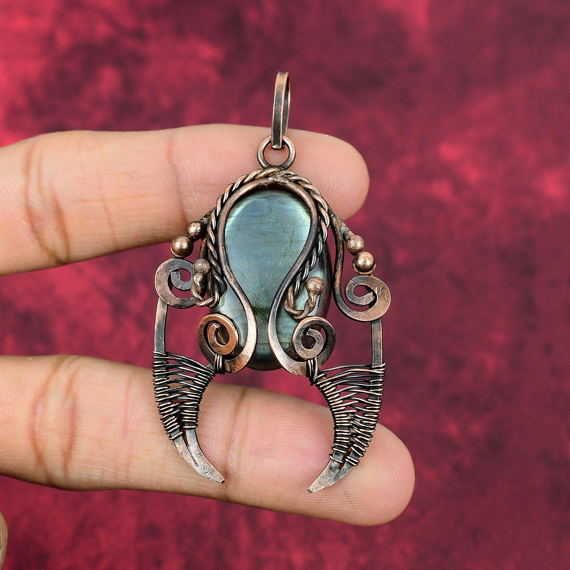 Labradorite Pendant Copper Wire Wrapped Pendant Handmade Pendant Labradorite Gemstone Jewelry Stylish Pendant Copper Jewelry Gifts For Women
