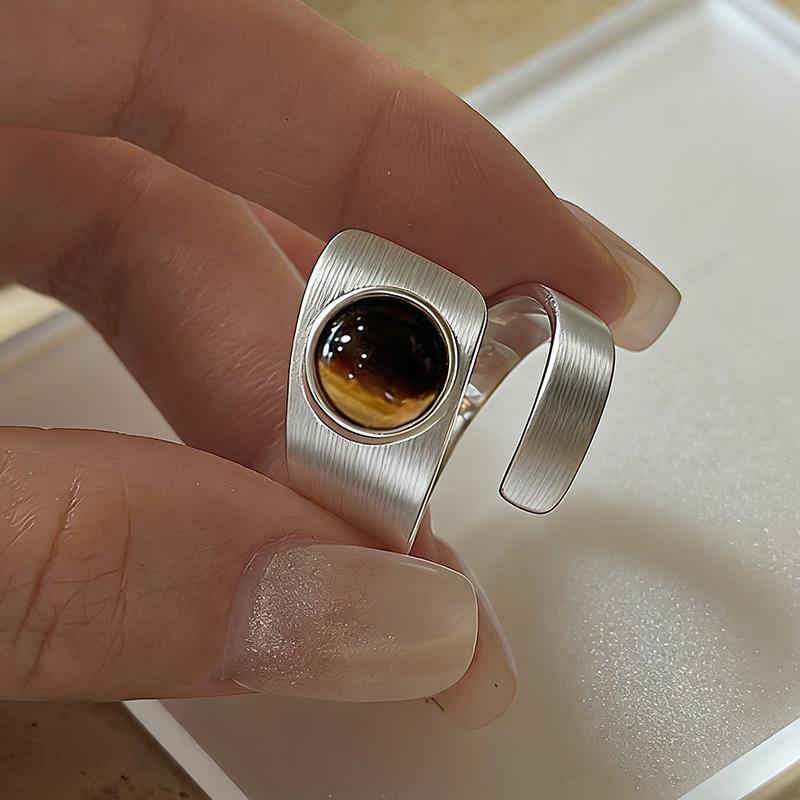1pcs Fashion Couple Minimalist Handmade Simple Big Stone Rings For Women Fine Jewelry Gift Prevent Allergy