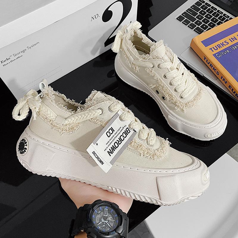 

2025 новая коллекция мужской обуви низкие туфли на платформе в гонконгском стиле парусиновые туфли звездные туфли-нищие 39