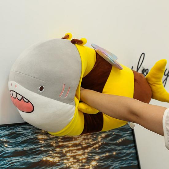 Shark Bee Plush Plushies Doll 2-in-1 Cross-dress Doll Hug Soft Cushion Soothing Pillow Companion Toy Stuffed