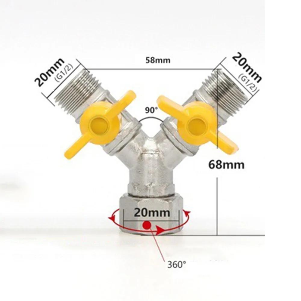 2/3 Switch Brass Diverter Valve Rustproof Thickened Y Shaped Ball Valve 1/2" Hose Barb Anti-leak Hose Pipe Barb Fitting Home