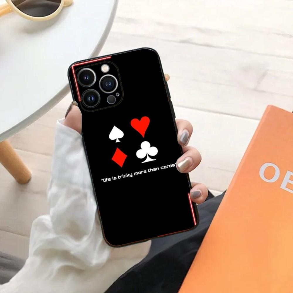 Poker Playing Card Phone Case For iPhone 15,14,13,12,11,Plus,Pro Max,XS,X,XR,SE,Mini,8,7 Soft Silicone Black Cover