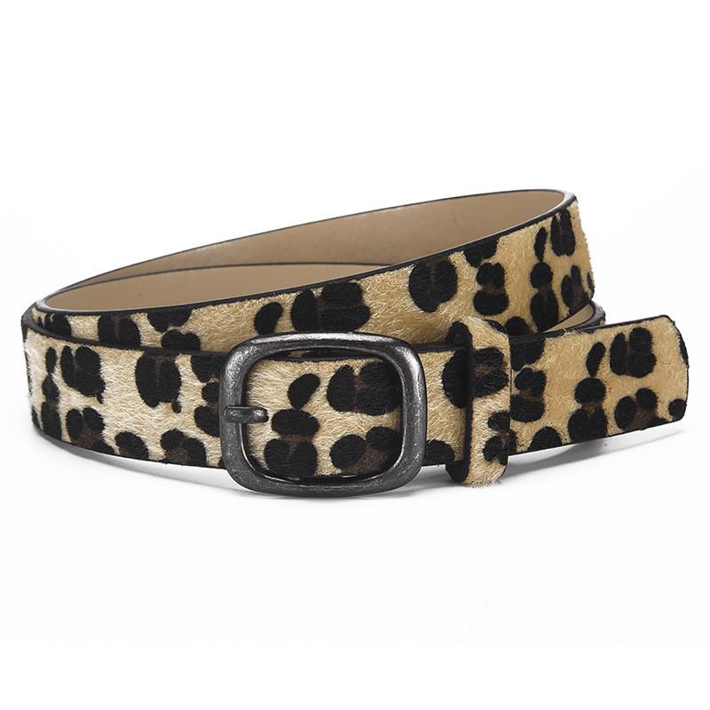 Womens Slim PU Leather Belt With Square Buckle Leopard Print Fashion Waistband Dress Skirt Outfit