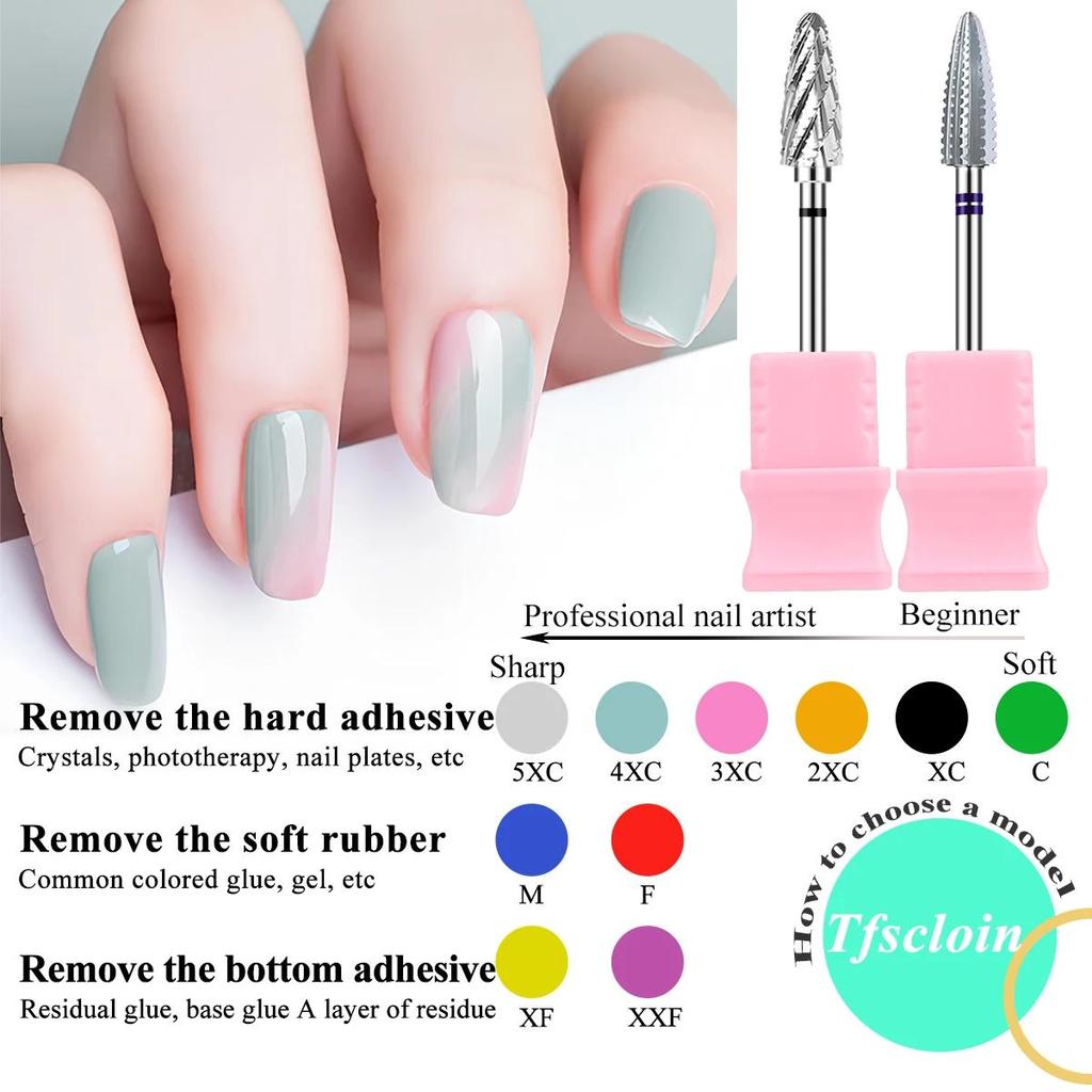 1 or 2 Pcs Tungsten Nail Drill Bits Rotate Electric Milling Cutters For Manicure Machine Quick Removal