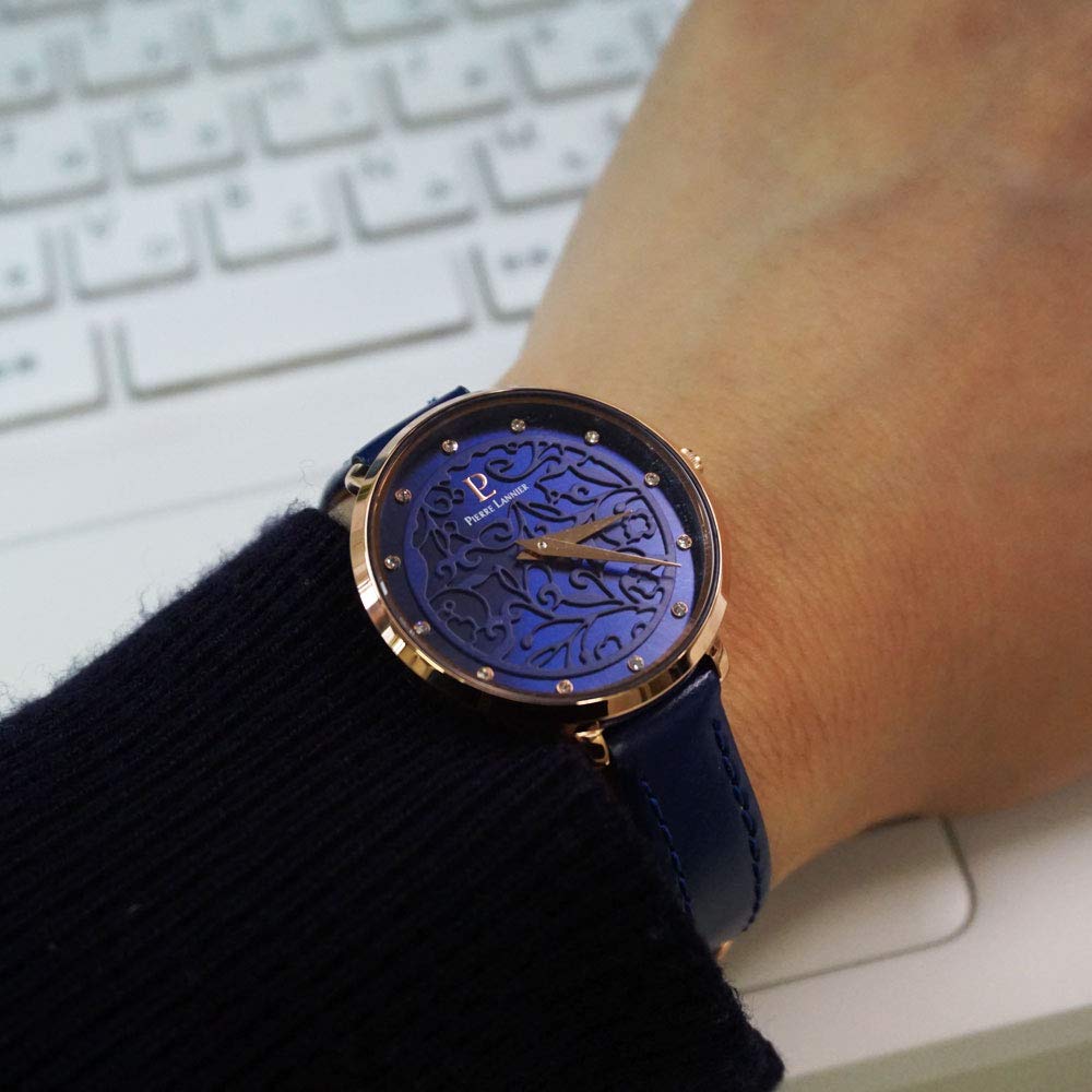 Pierre Lannier Watch Eolia Collection Leather Strap P039L966 Navy Women's [Official Import]