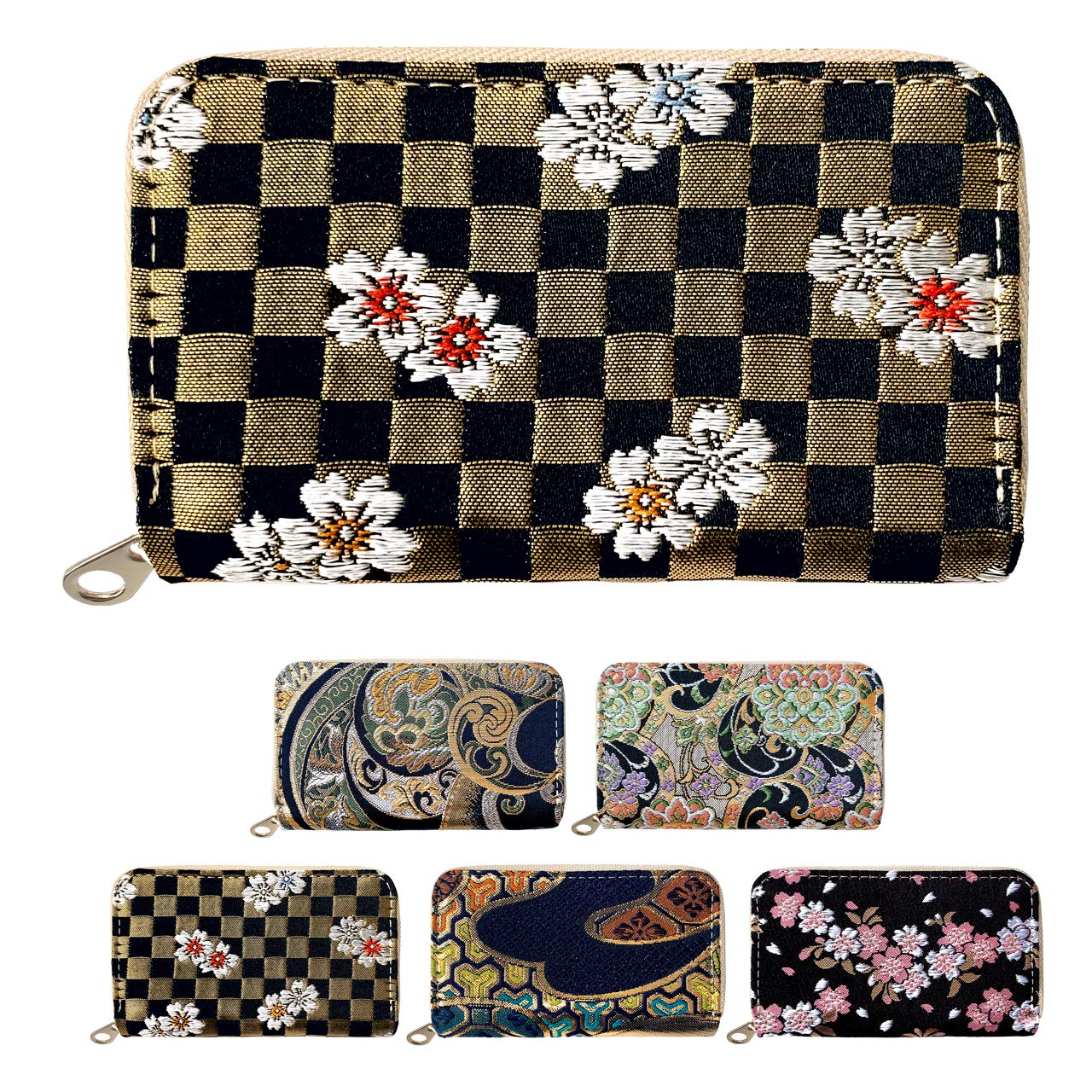 

Coin Round Zipper Small Coin Coin Gorgeous Nishijin Benkei Lattice and Cherry Blossoms Case, Pouch, Wallet, Purse, Case, Compact, Women s, Kimono,