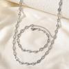 Stainless Steel Jewelry Set Necklaces Bracelet with Cute Pig Nose Hollow Carving High-end textured jewelry set For Women Jewelry