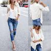 Women Fashion Autumn Winter Solid Color Lapel Collar Long Sleeve Jacket Coat