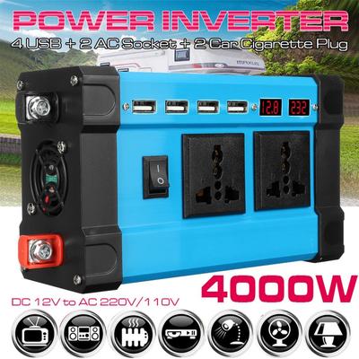 4000W Modified Sine Wave Solar Power Inverters+18W Car Adapter Charging Converter DC Solar Panel Transformer  12V To AC 110V/220V