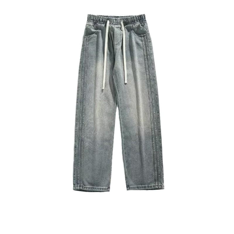 Men's American Retro Wide-Leg Straight Jeans - Youthful, Loose Fit for Spring & Autumn