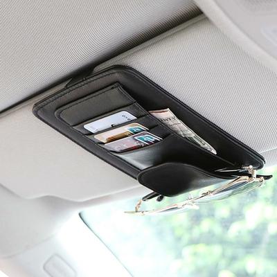Parasol multifunción PU para coche, tarjetero, organizador de gafas, bolígrafo, bolsa colgante para coche