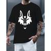 Wolfdruck T-Shirt, Premium dickes reines Baumwoll-T-Shirt, Modisches und lässiges reines Baumwoll-T-Shirt für Herren, kurzärmeliges Rundhals-T-Shirt