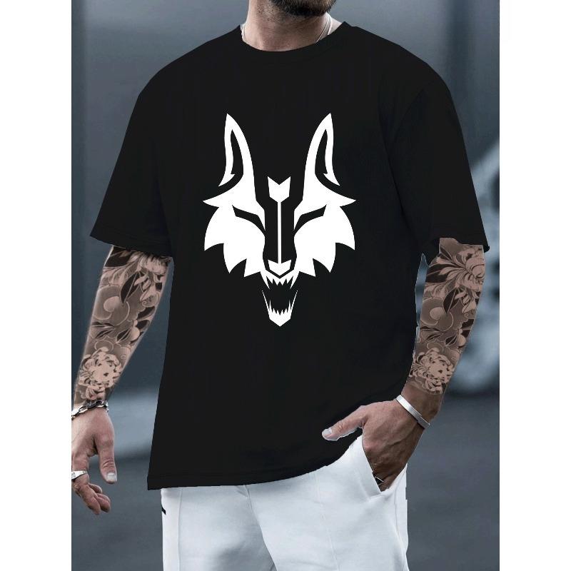 

Wolf print T-shirt, Premium thick pure cotton T-shirt, Men s fashionable and casual pure cotton T-shirt, short sleeved round neck T-shirt 4XL чорний