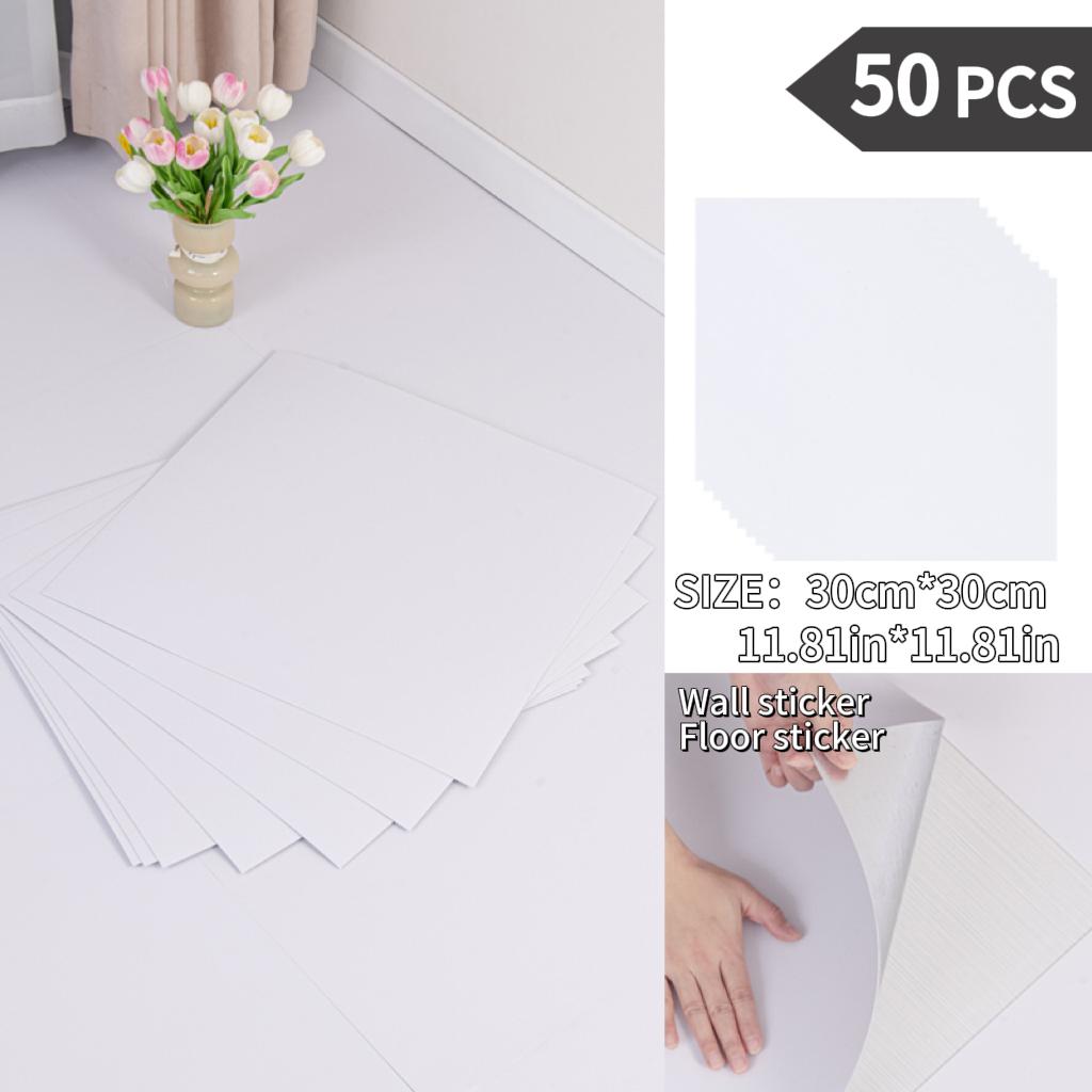 NINETAI Peel And Stick Floor Tile, 50pcs Vinyl Plank Wood Grain Look 11.81in*11.81in/48 Sq.Ft, Kitchen Mats For Floor