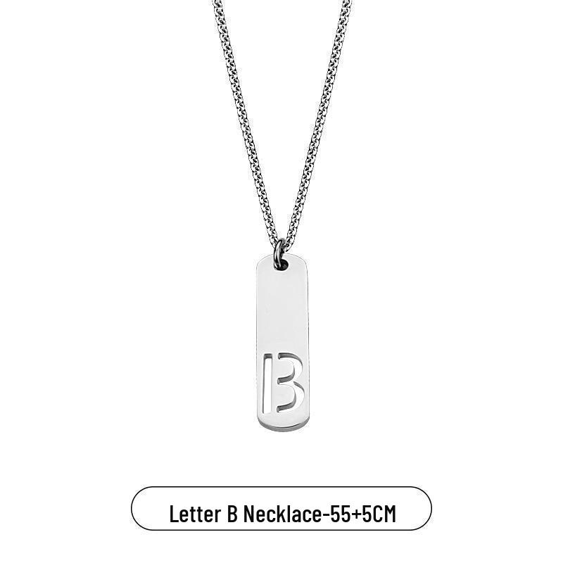 

Мужское простое квадратное ожерелье с подвеской в виде 26 букв английского алфавита - Титановая сталь Нишевый дизайн Аксессуары.