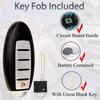 Key Fob Keyless Entry Fits for Nissan Altima Versa Sentra - Remote Control Push SART Key Replacement 5 Button FCC: KR5TXN4, PN# 285E3-6CA6A