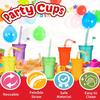Children's Colored Transparent 6-Color Straw Plastic Cup Outdoor Travel Adult Juice Stacking Cup