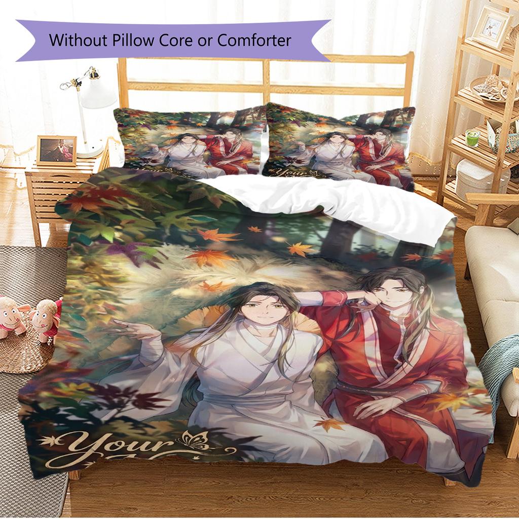 Name Custom Xie Lian and Hua Cheng Pattern Bedding Set Quilt Cover Pillowcase Home Decor Gift (1 * duvet cover + 2 * pillowcase, without core)