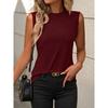 JPNTKY Women's Fashion Casual Solid Color Print O-Neck Sleeveless  Blouses & Shirts