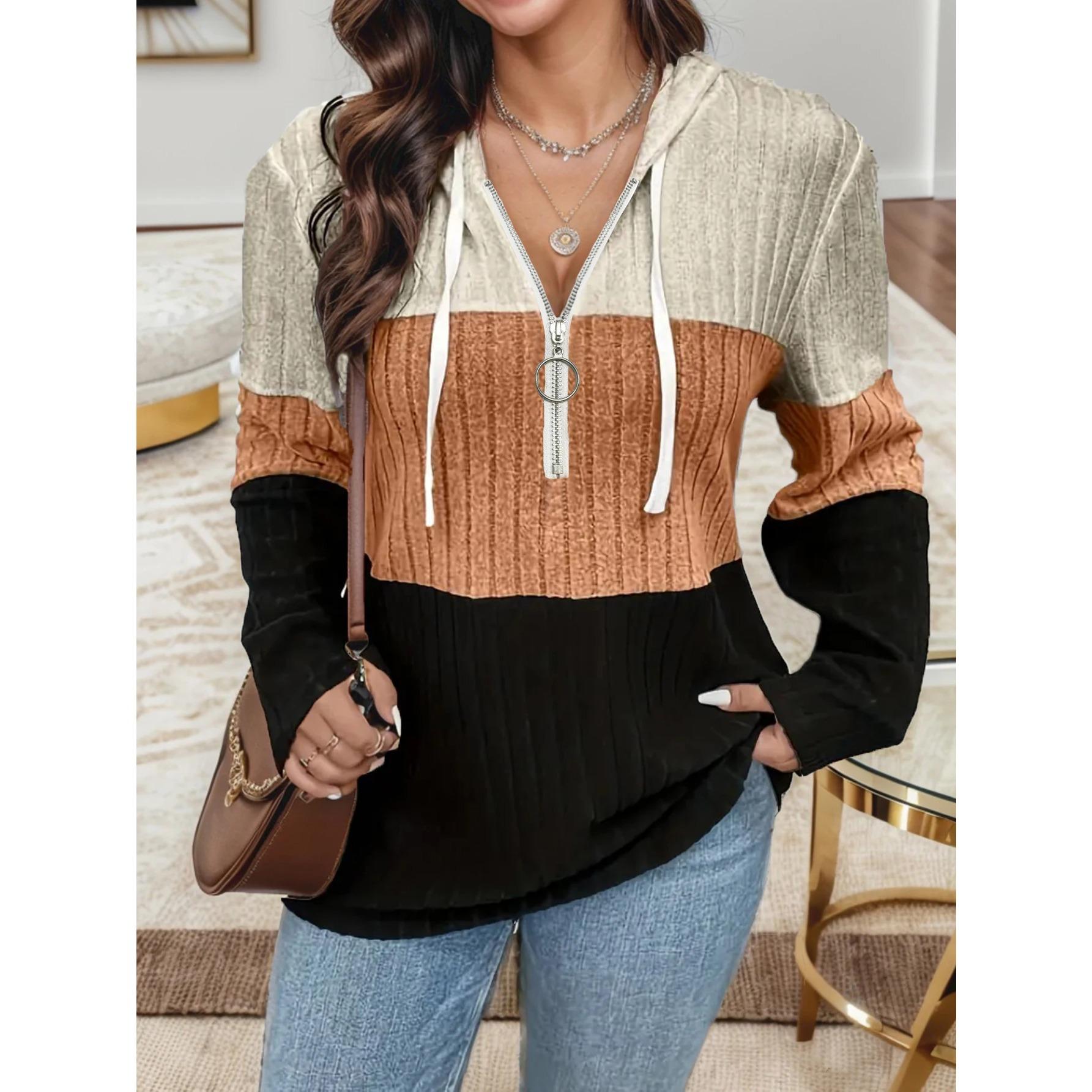 Европейские и американские женские модные топы и футболки с застежкой-молнией в стиле — фото 6