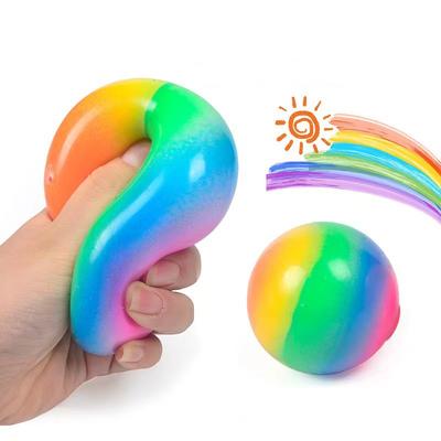 Creative Gradient Rainbow Flour Stress Relief Balls Toys Squeeze Slow Rebound Prank Balls Cute And Adorable Decompression Balls