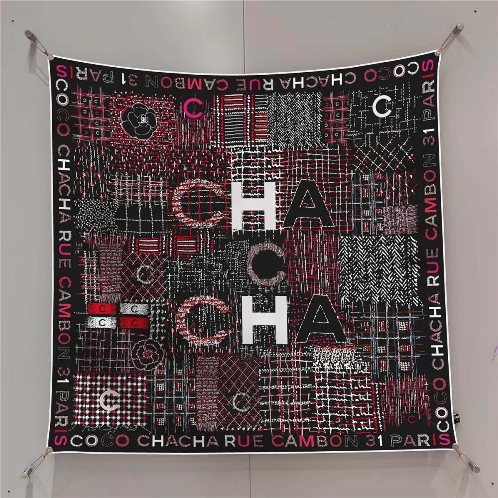 Silk Scarf Women Fashion Printed Square Scarves Head Echarpes Silk Foulards Femme Wraps Beach Shawls Bandana Lady Hijabs 90CM