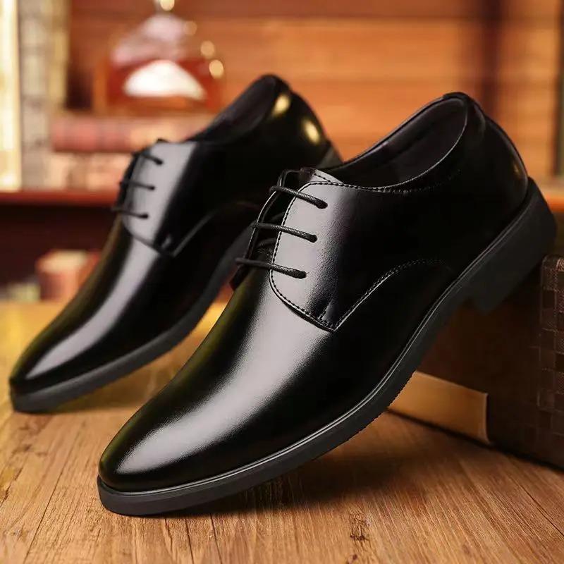 Men Asual Leather Shoes Classic Black Business Dress Shoes Fashion Office Leather Footwear Luxury Wedding Shoes for Men Zapatos